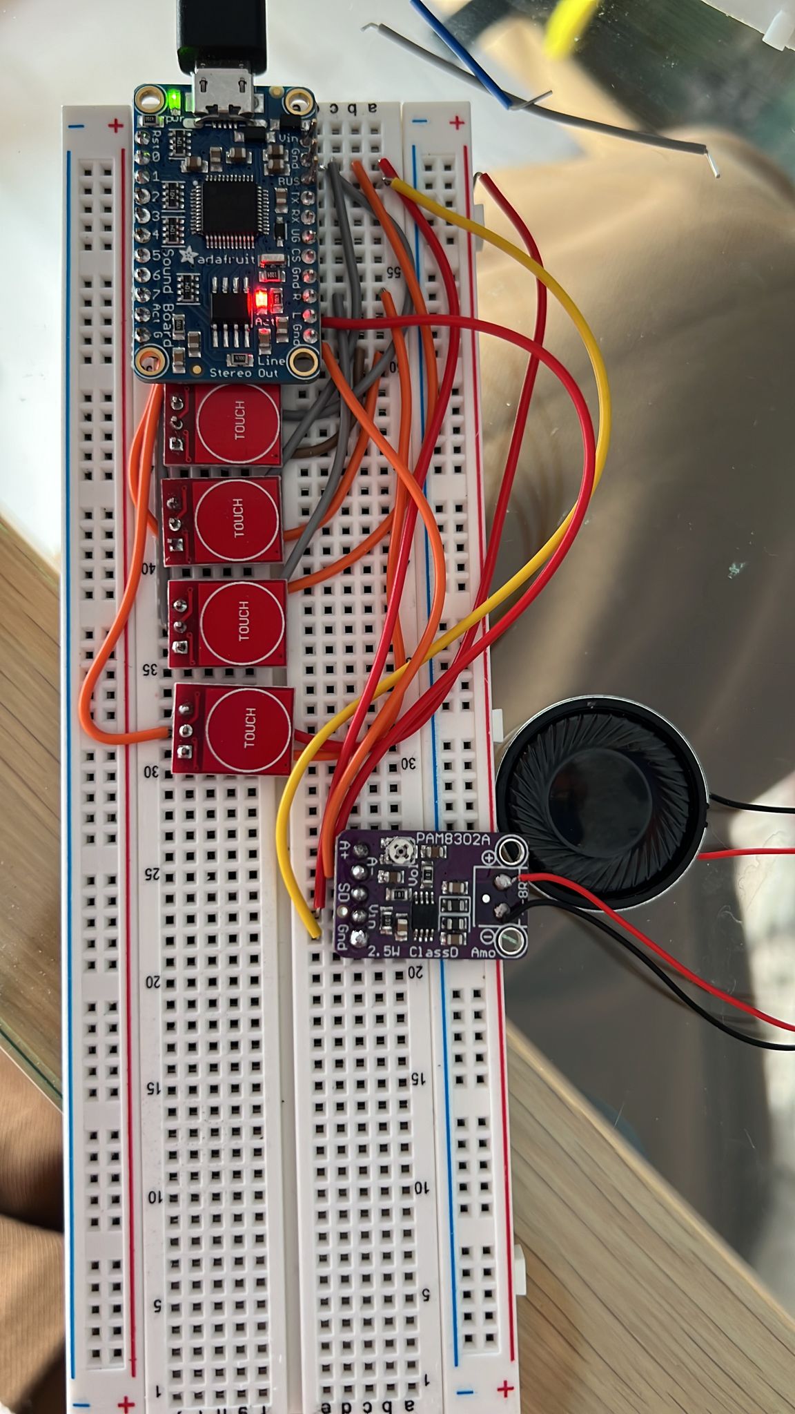 First prototype sound module with touch sensor